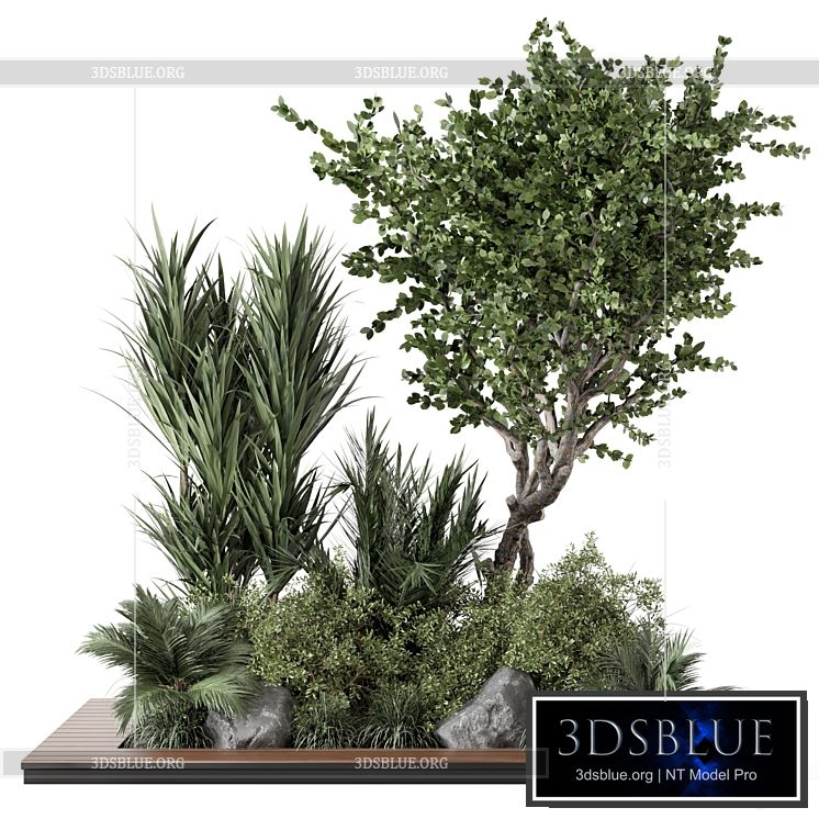 Outdoor Garden set bush and Tree – Garden Set 499 3DS Max - thumbnail 3