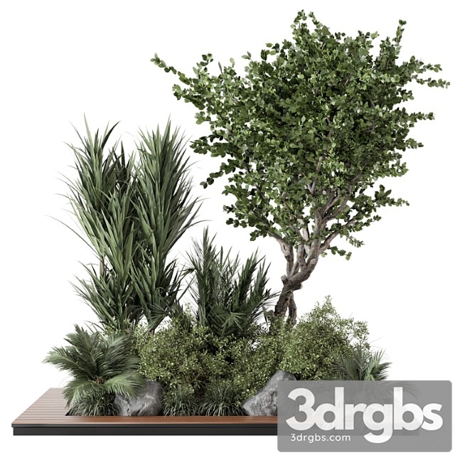 Outdoor Garden Set Bush and Tree Garden Set 499 3dsmax Download - thumbnail 1