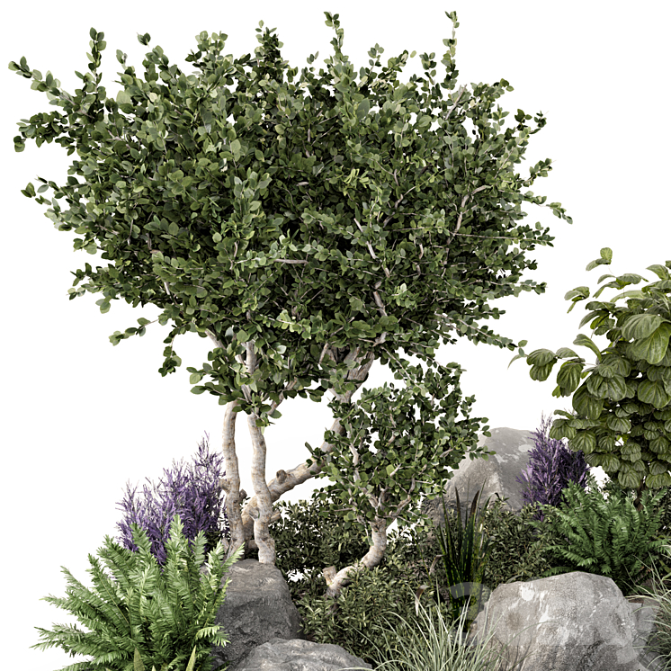 Outdoor Garden set bush and Tree – Garden Set 636 3DS Max Model - thumbnail 2