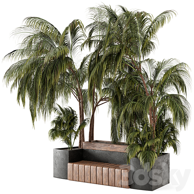 Outdoor Garden set bush and Tree – Garden Set 76 3ds Max - thumbnail 1