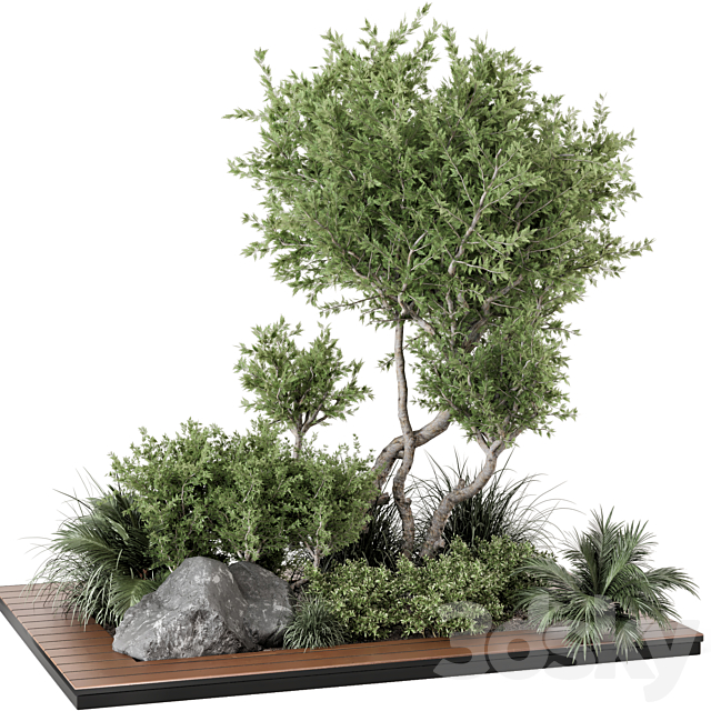 Outdoor Garden Set Bush and Tree – Garden Set 813 3DSMax File - thumbnail 1