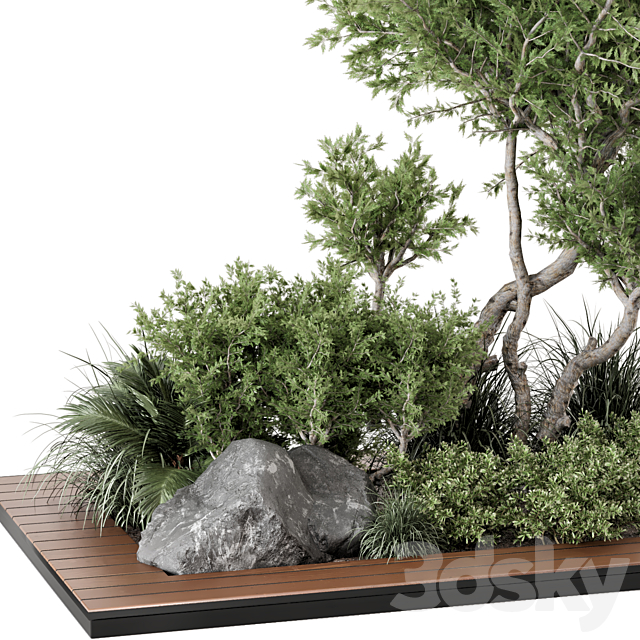 Outdoor Garden Set Bush and Tree – Garden Set 813 3DSMax File - thumbnail 3