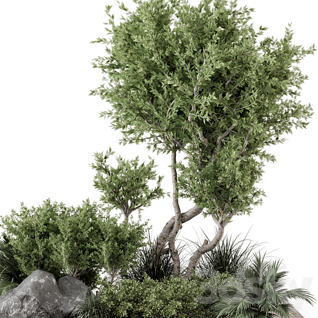 Outdoor Garden Set Bush and Tree – Garden Set 813 3DSMax File - thumbnail 4