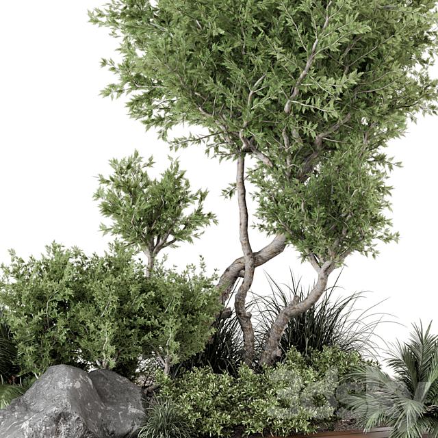 Outdoor Garden Set Bush and Tree – Garden Set 813 3DSMax File - thumbnail 5