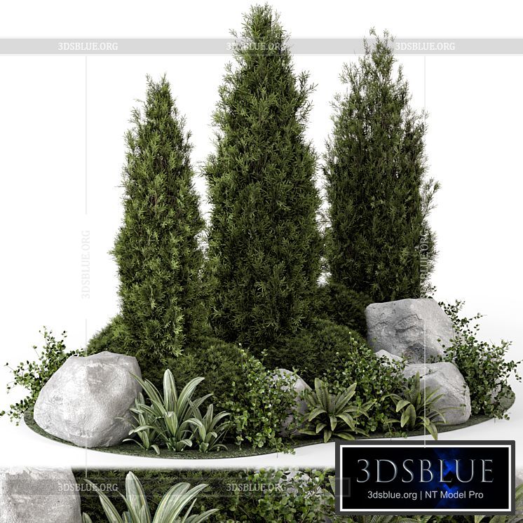 Outdoor Garden Set Bush and Tree – Garden Set 846 3DS Max - thumbnail 3