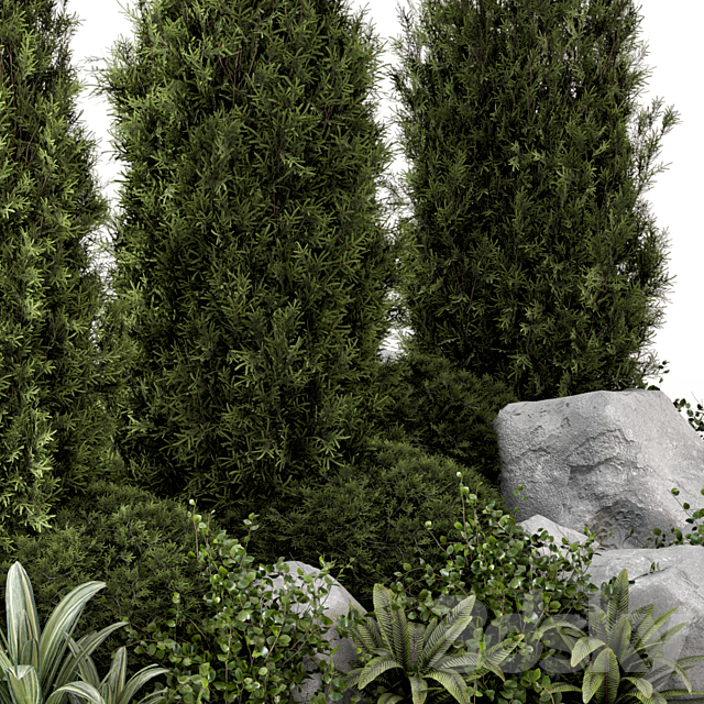 Outdoor Garden Set Bush and Tree – Garden Set 846 3DS Max Model - thumbnail 5