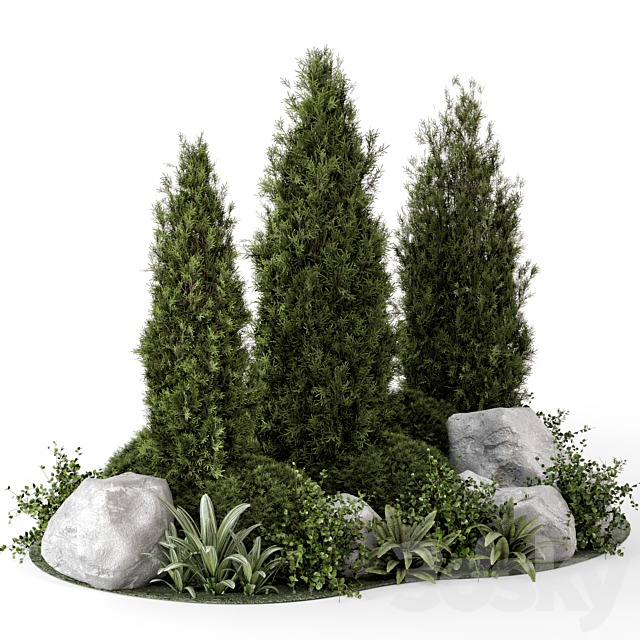 Outdoor Garden Set Bush and Tree – Garden Set 846 3DS Max Model - thumbnail 6