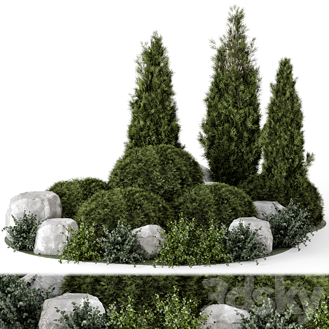 Outdoor Garden Set Bush and Tree – Garden Set 894 3ds Max - thumbnail 1