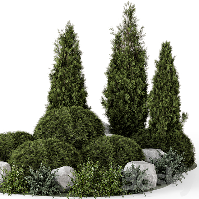 Outdoor Garden Set Bush and Tree – Garden Set 894 3ds Max - thumbnail 2