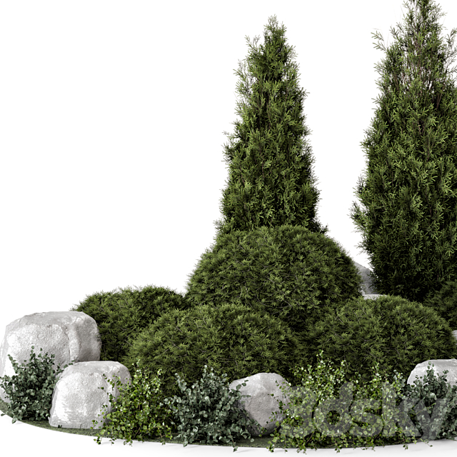 Outdoor Garden Set Bush and Tree – Garden Set 894 3ds Max - thumbnail 3