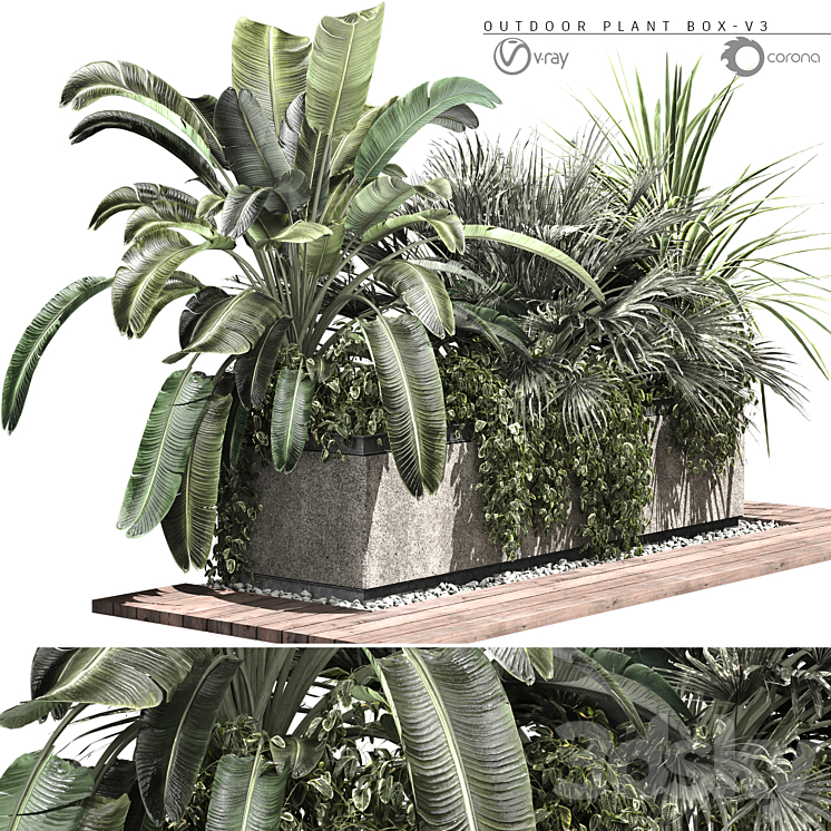 OUTDOOR PLANT BOX-V3 3DS Max - thumbnail 1