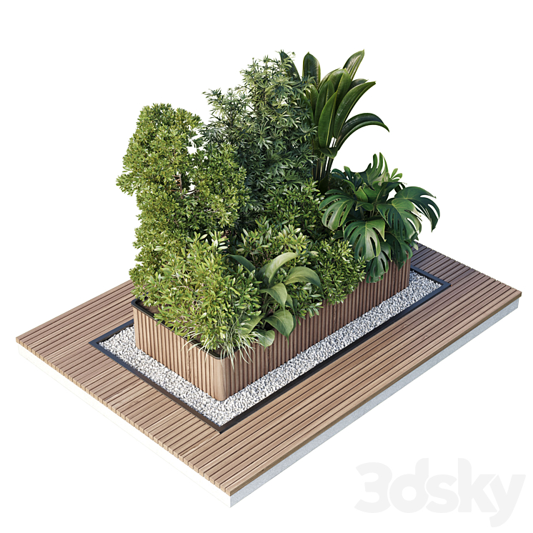 Outdoor plant Collection 114 – Wooden box for plant garden 3DS Max - thumbnail 2