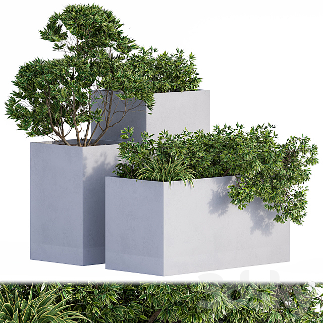 Outdoor Plants Box Concrete 3ds Max - thumbnail 1