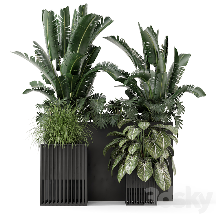 Outdoor Plants Bush in Metal Pot – Set 1074 3DS Max Model - thumbnail 2