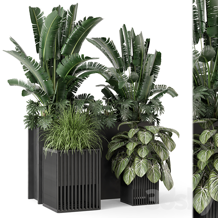 Outdoor Plants Bush in Metal Pot – Set 1074 3DS Max - thumbnail 1