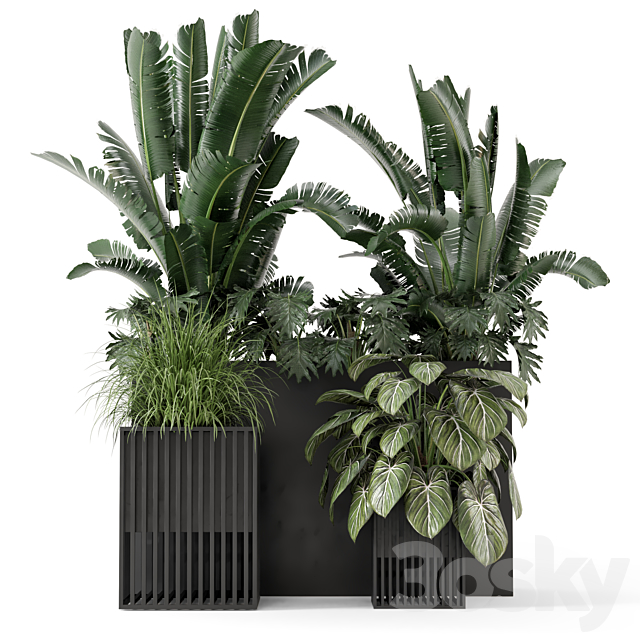 Outdoor Plants Bush in Metal Pot – Set 1074 3DS Max Model - thumbnail 2