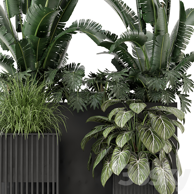 Outdoor Plants Bush in Metal Pot – Set 1074 3DS Max Model - thumbnail 3