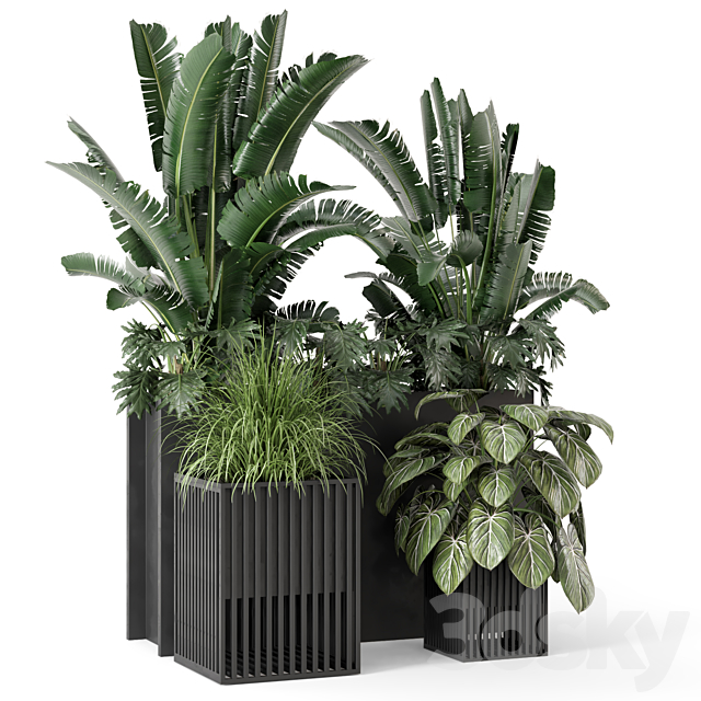 Outdoor Plants Bush in Metal Pot – Set 1074 3DS Max Model - thumbnail 6