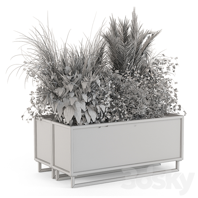 Outdoor Plants in Metal Pots – Set 2086 3ds Max - thumbnail 3