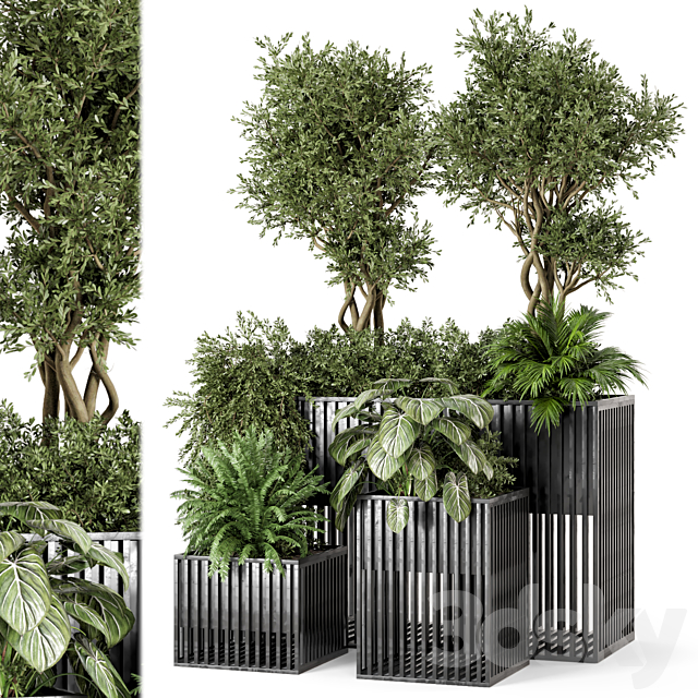 Outdoor Plants in Metal Pots – Set 802 3ds Max - thumbnail 1