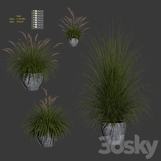 Outdoor potted plants. 4 models 3DSMax File - thumbnail 3