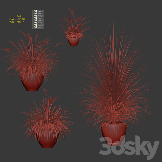 Outdoor potted plants. 4 models 3DSMax File - thumbnail 4