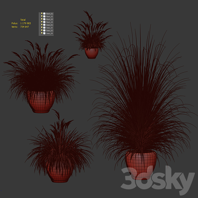 Outdoor potted plants. 4 models 3DSMax File - thumbnail 5