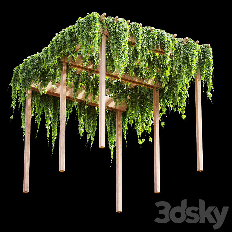 Pergola with grape leaves v2 3DS Max - thumbnail 1