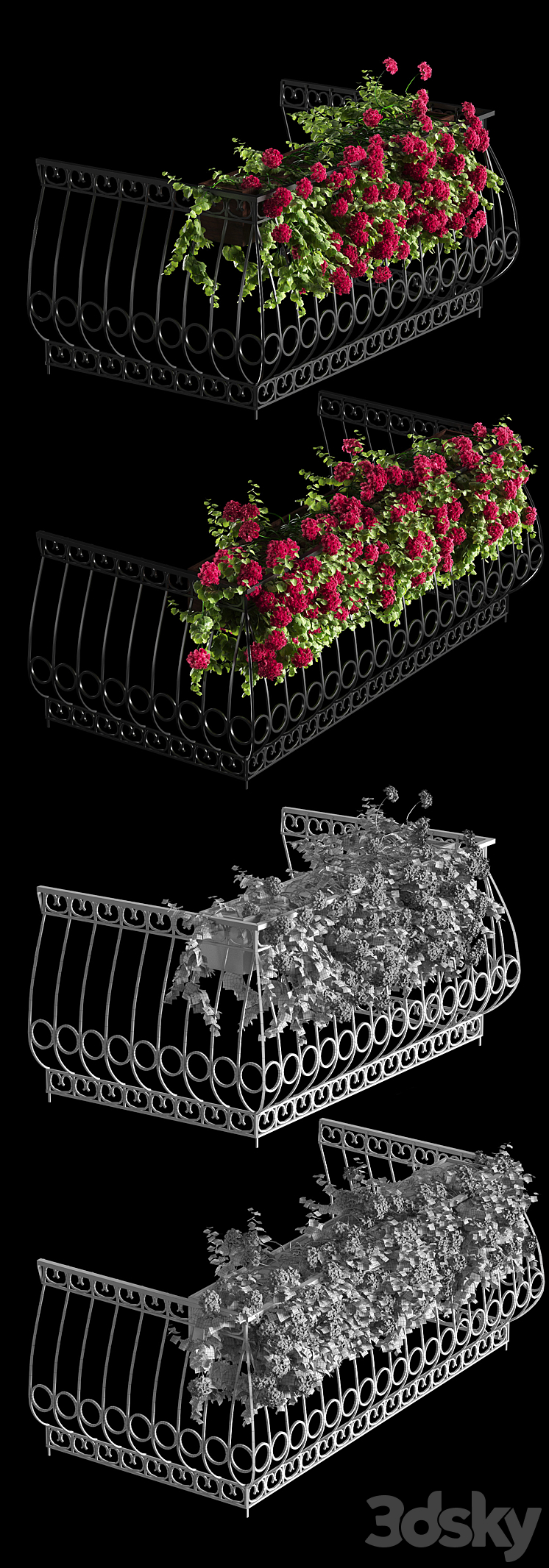 Plant geranium for the facade 3DS Max - thumbnail 2