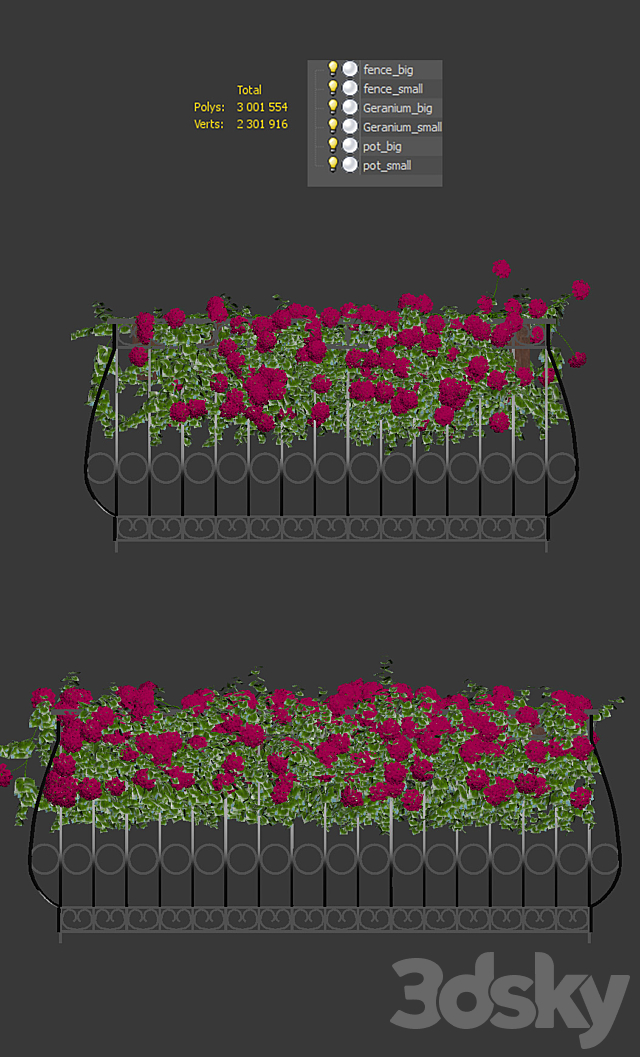 Plant geranium for the facade 3DSMax File - thumbnail 3