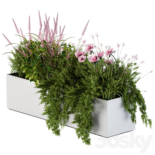 Planter Box For Windows Pink Flower 3ds Max - thumbnail 1