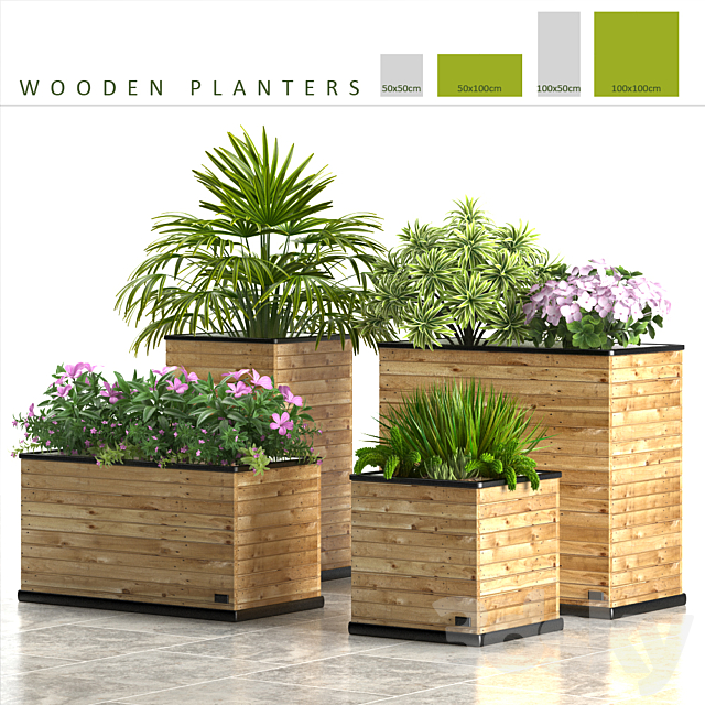 PLANTS 58_WOODEN PLANTERS 3ds Max - thumbnail 1