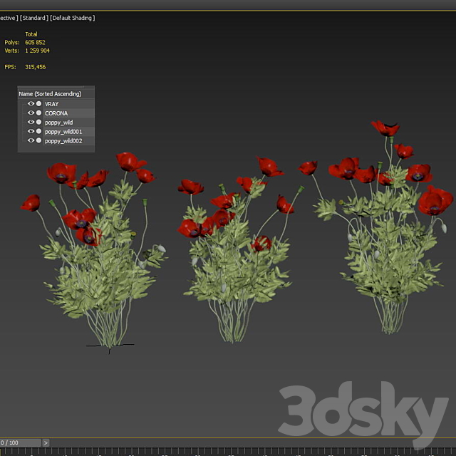 Poppy field 3ds Max - thumbnail 3