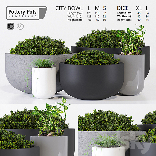 Potterypots three 3ds Max - thumbnail 1