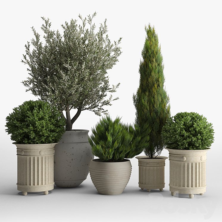 prescott planter set 3DS Max - thumbnail 1