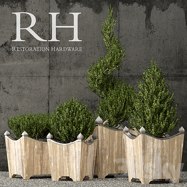 Restoration Hardware brugge salvaged wood & metal planter 3DSMax File - thumbnail 1