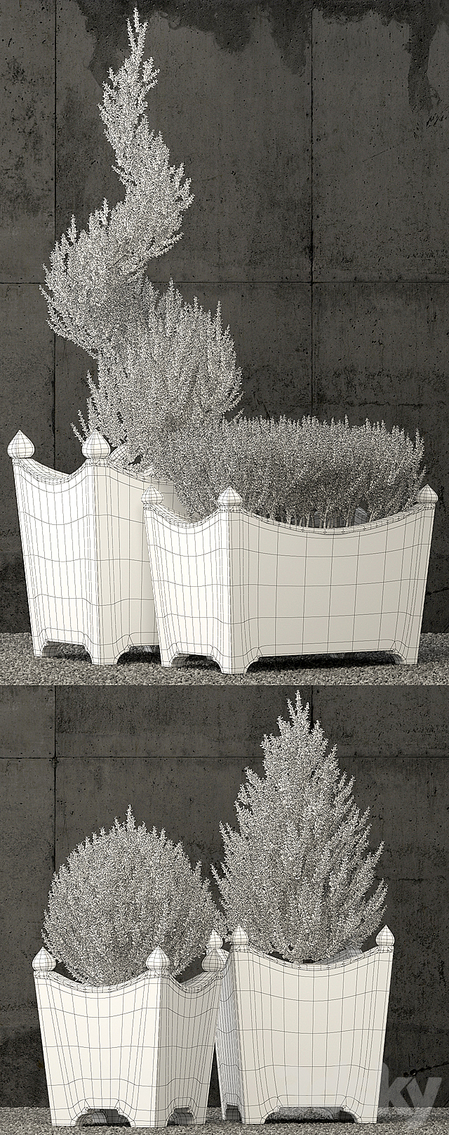 Restoration Hardware brugge salvaged wood & metal planter 3DSMax File - thumbnail 3