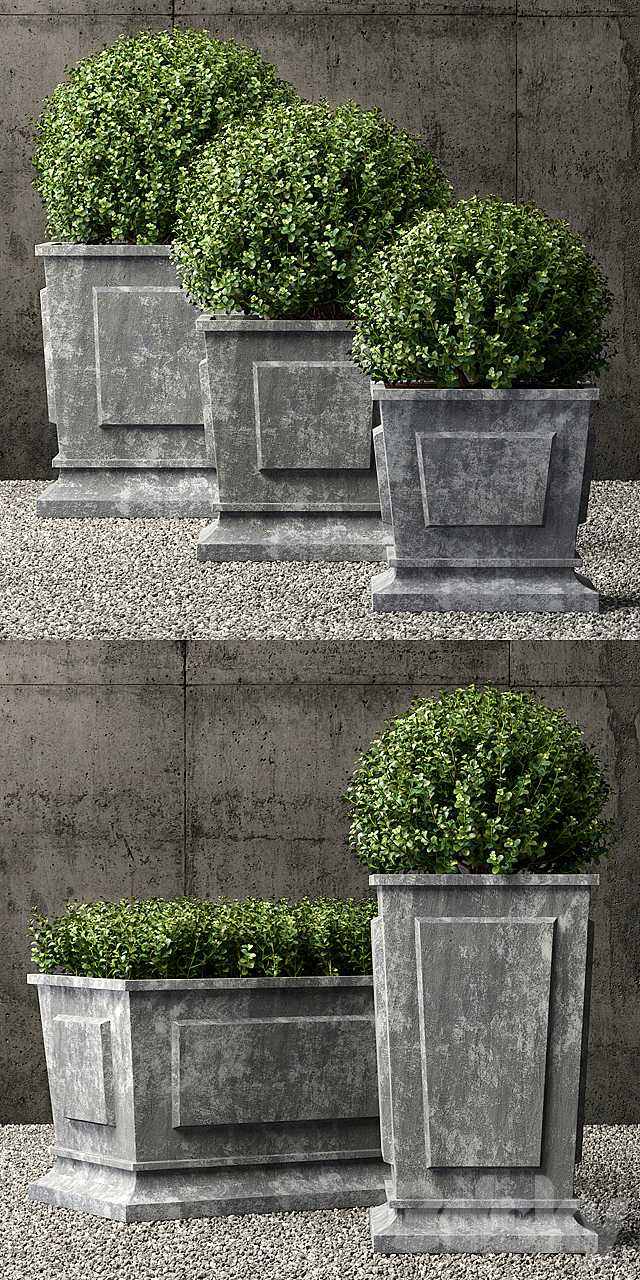 Restoration Hardware estate zinc paneled planters 3DS Max Model - thumbnail 2