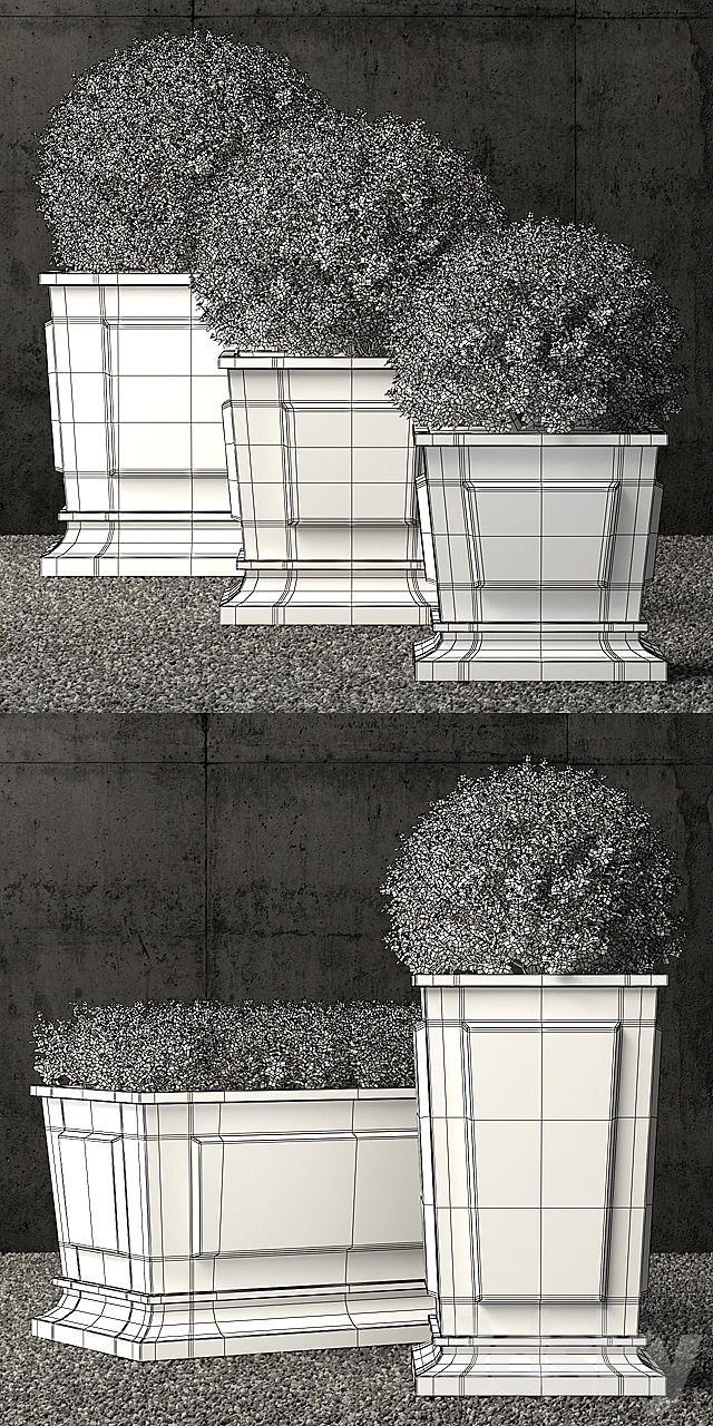 Restoration Hardware estate zinc paneled planters 3DS Max Model - thumbnail 3