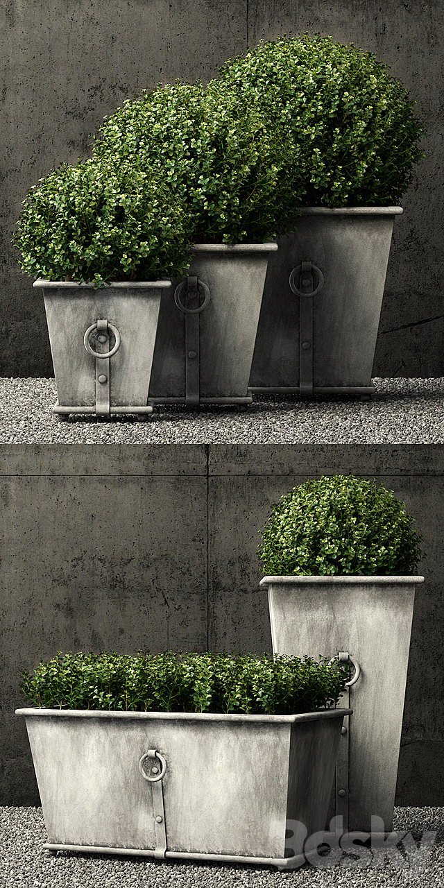 Restoration Hardware estate zinc ring square planters 3DSMax File - thumbnail 2