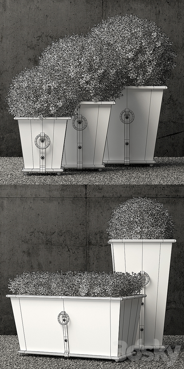 Restoration Hardware estate zinc ring square planters 3DSMax File - thumbnail 3