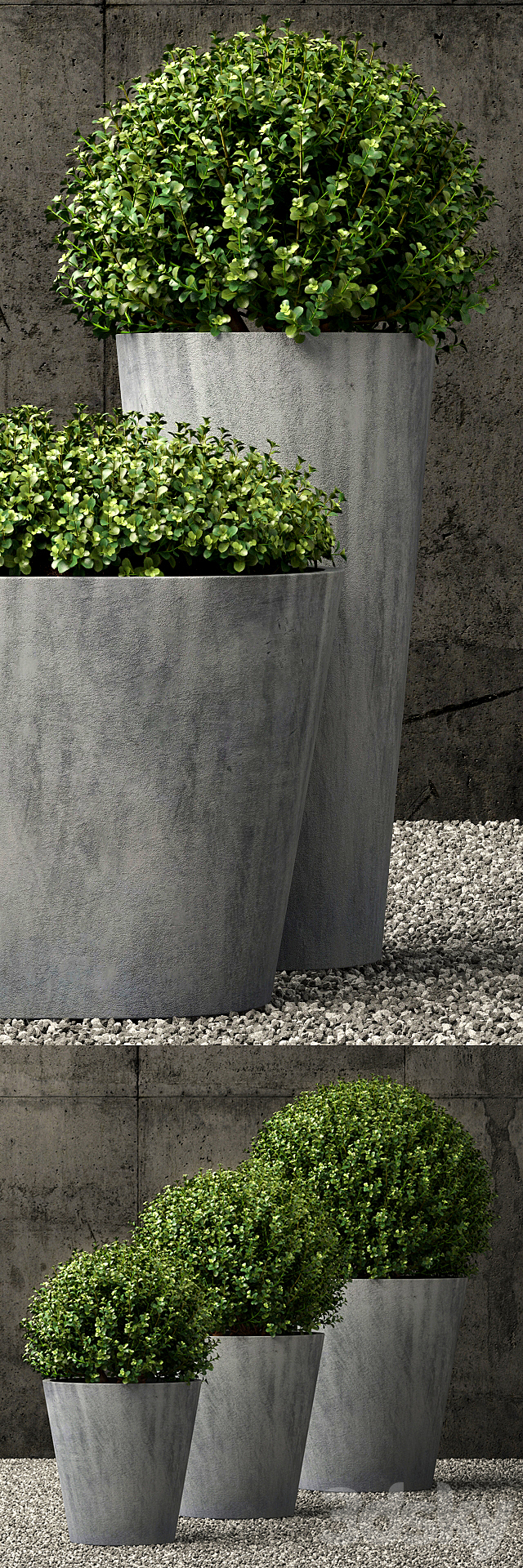 Restoration Hardware estate zinc round planters 3ds Max - thumbnail 2