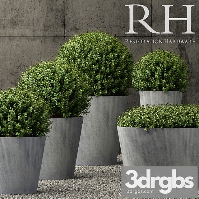 Restoration Hardware Estate Zinc Round Planters 3dsmax Download - thumbnail 1