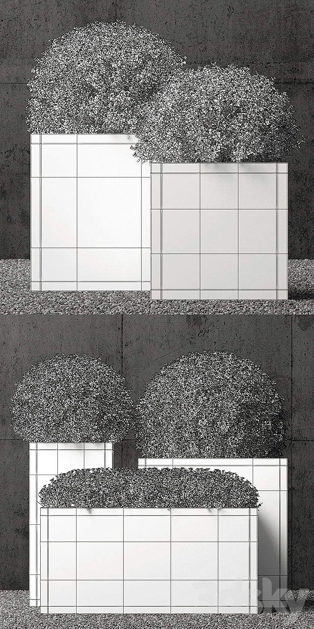 Restoration Hardware estate zinc square planters 3DSMax File - thumbnail 3