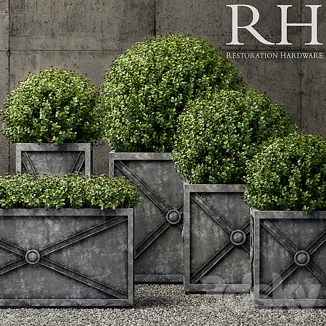 Restoration Hardware estate zinc x planters weathered zinc 3ds Max - thumbnail 1