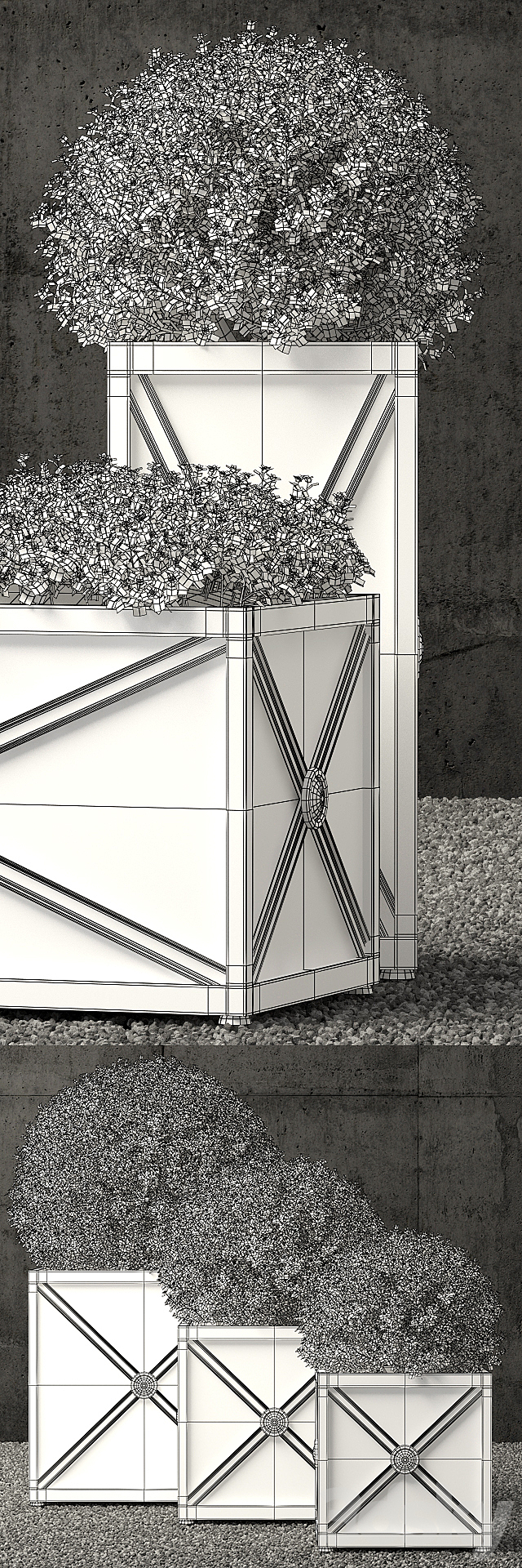 Restoration Hardware estate zinc x planters weathered zinc 3ds Max - thumbnail 3