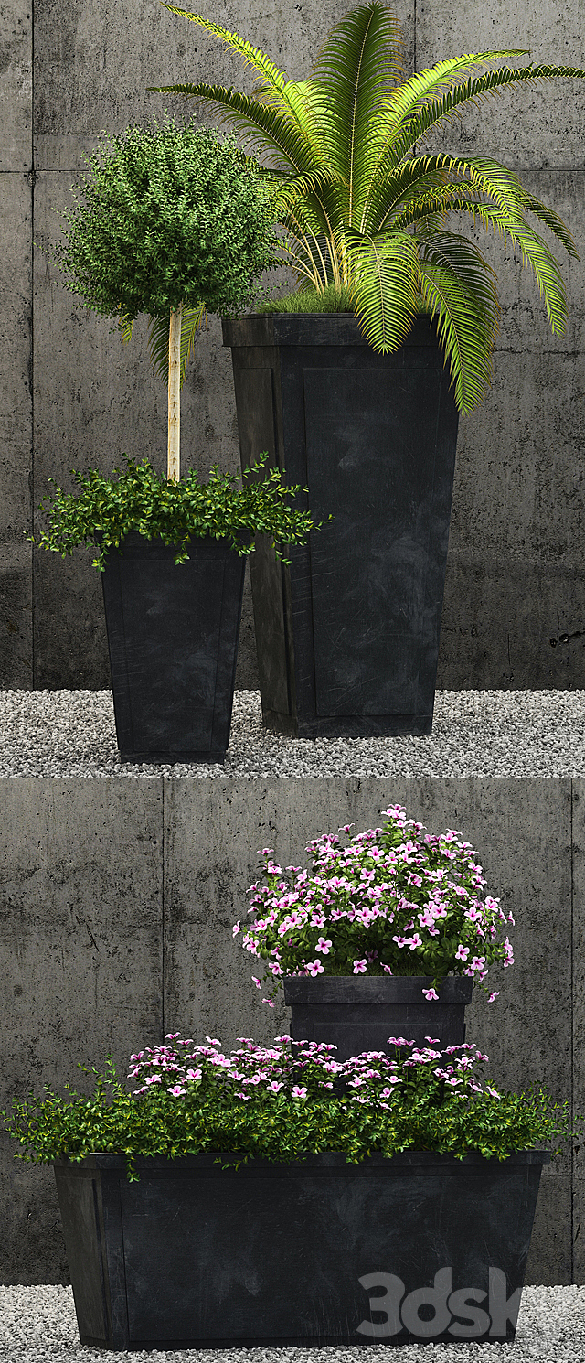 Restoration Hardware paneled sheet metal planters 3DS Max Model - thumbnail 2