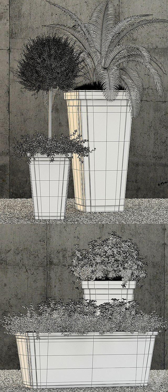 Restoration Hardware paneled sheet metal planters 3DS Max Model - thumbnail 3