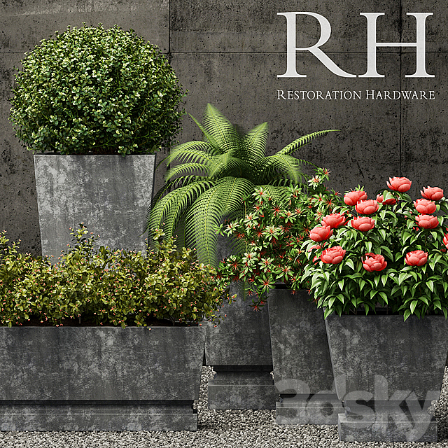 Restoration Hardware pedestal sheet metal planters 3ds Max - thumbnail 1