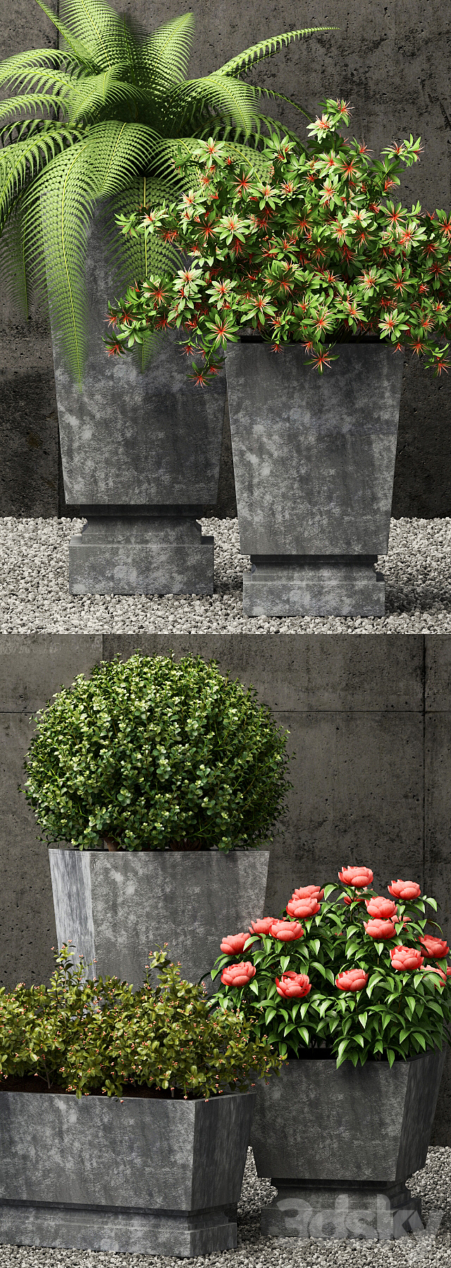 Restoration Hardware pedestal sheet metal planters 3ds Max - thumbnail 2